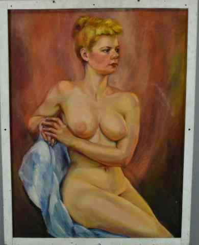 Appraisal: UNSIGNED OIL PAINTING ON CANVAS OF NUDEMid th century oil