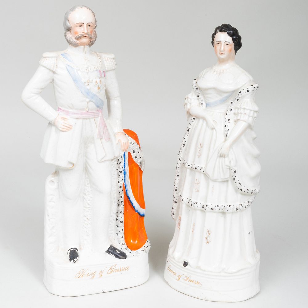 Appraisal: Pair of Staffordshire pottery figures of the King and Queen