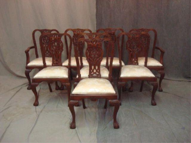 Appraisal: Set of Claw Foot Chippendale Style Chairs From a Greenwich