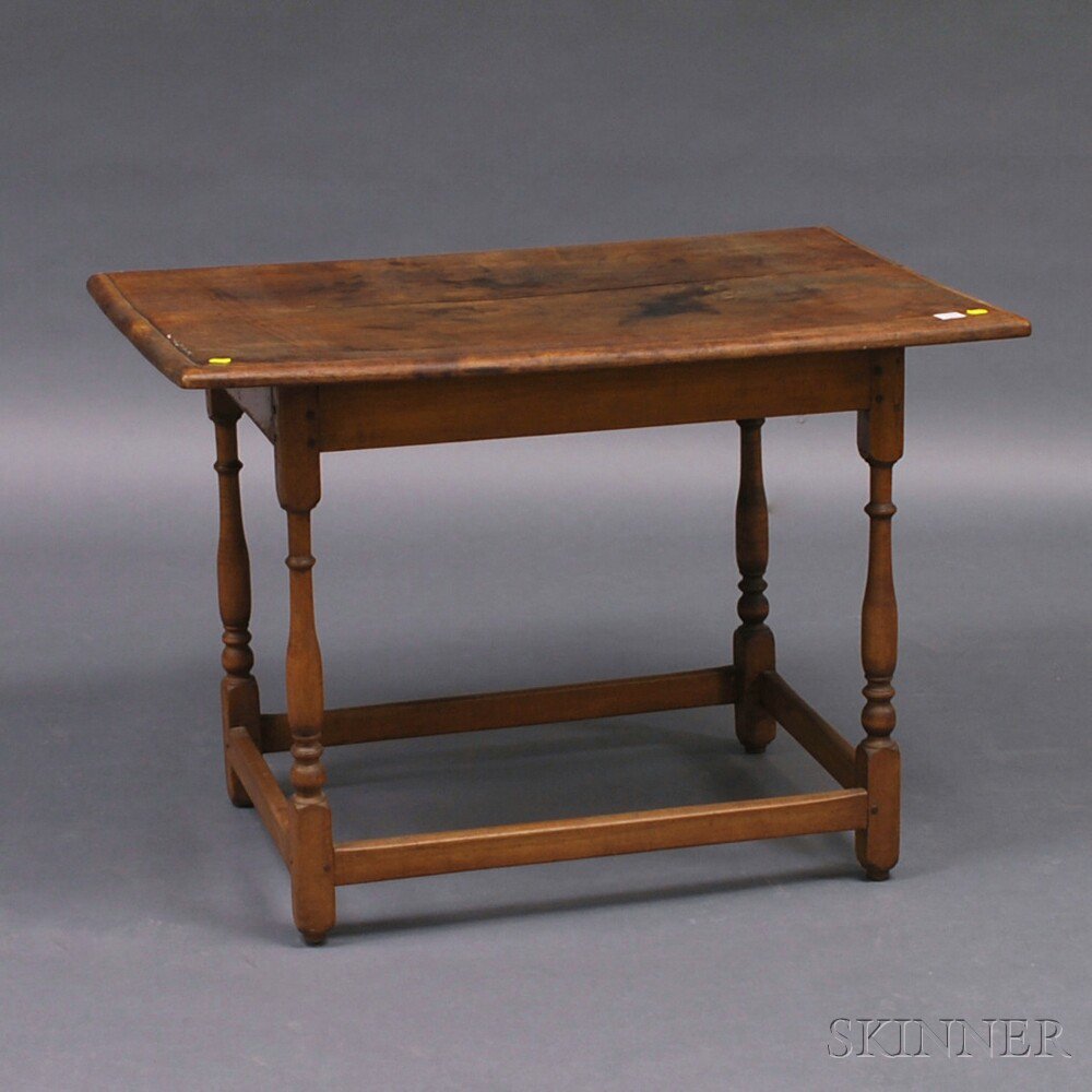 Appraisal: Country Stained Maple Tavern Table the thumbmolded overhanging rectangular top