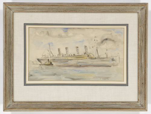 Appraisal: REGINALD MARSH American - Steamboat watercolor and charcoal Another charcoal