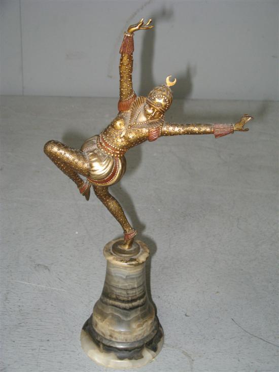 Appraisal: Art Deco style cold painted bronze dancing figure raised on