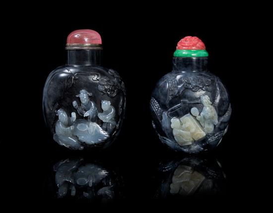 Appraisal: Sale Lot Two Carved Jade Snuff Bottles suzhou school both