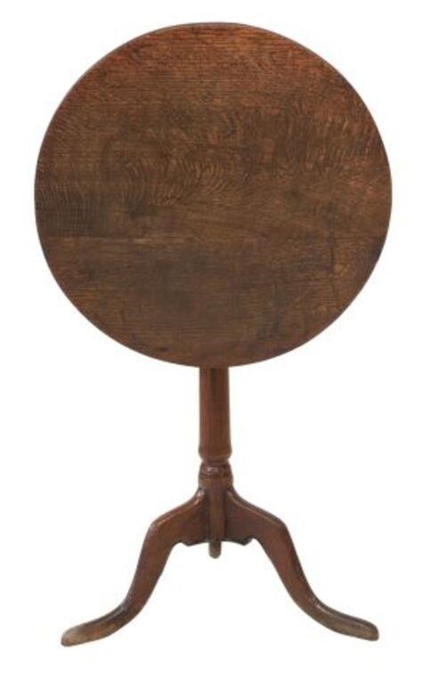 Appraisal: English oak tilt-top table th th c circular top turned