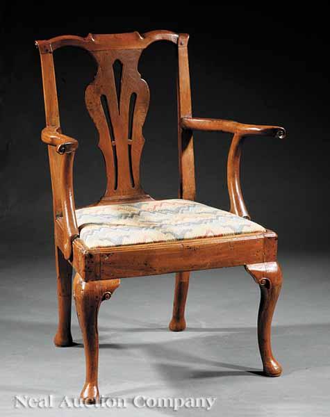 Appraisal: A George III Carved Walnut Armchair mid- th c shaped