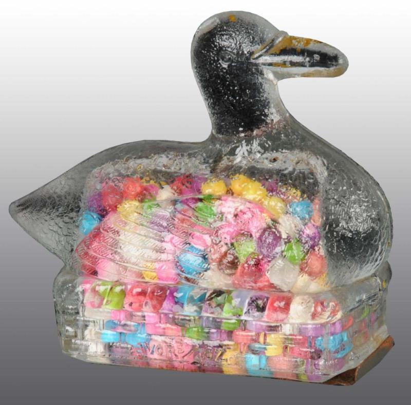 Appraisal: Glass Sitting Duck Candy Container Description Has original closure No