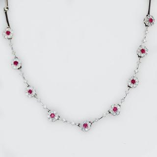 Appraisal: Delicate Karat White Gold Diamond and Ruby Necklace Delicate Karat