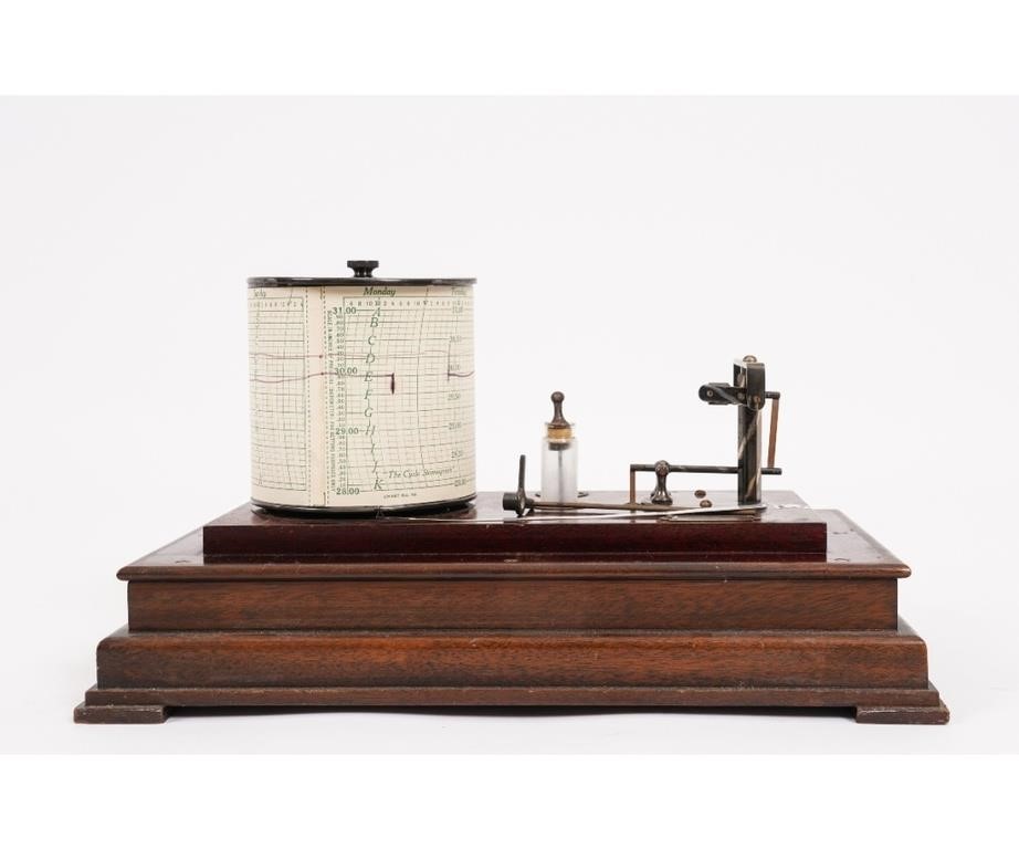 Appraisal: Taylor Instrument Co mahogany cased Cyclo-Stormograph weather barograph h x