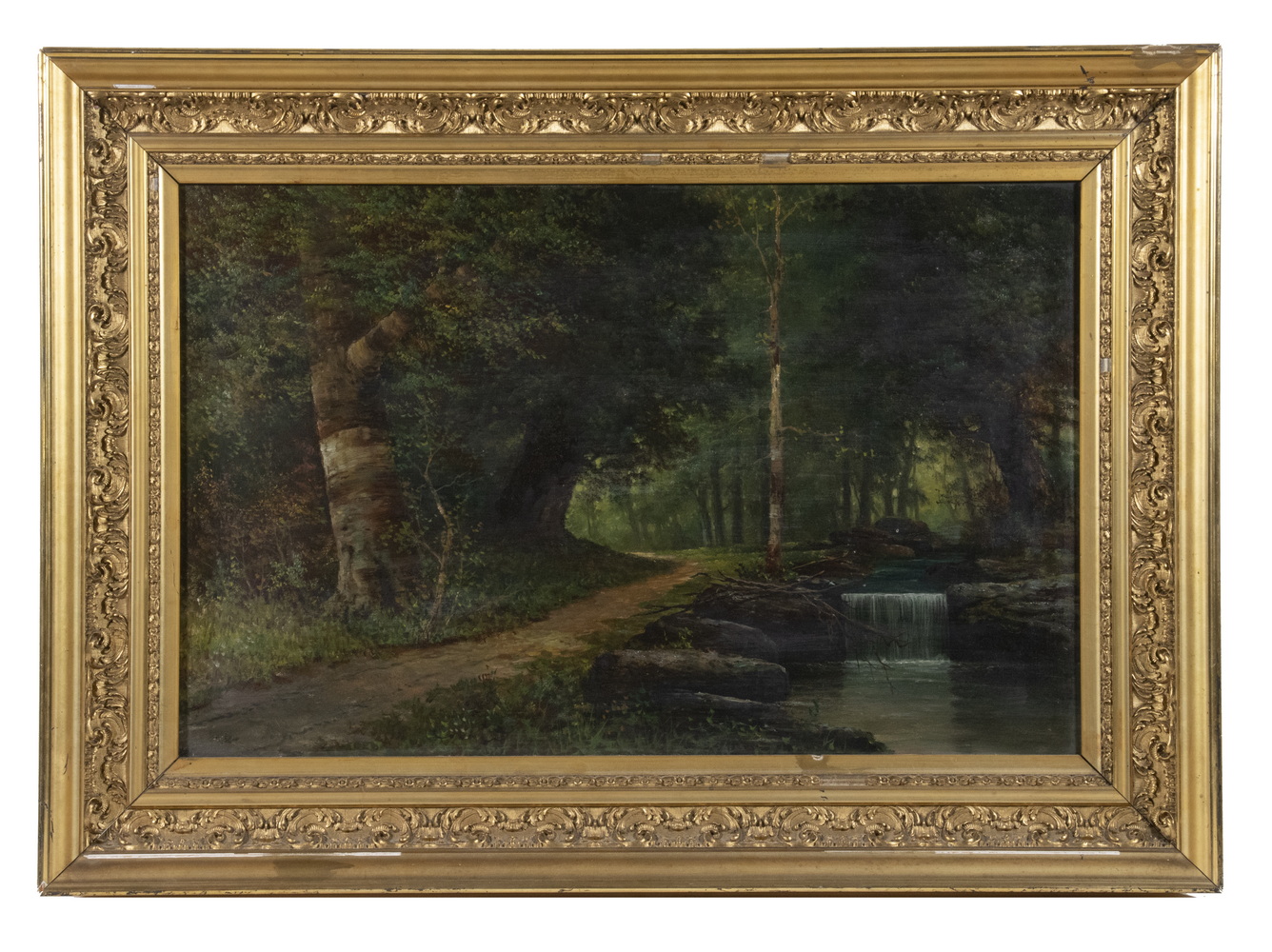 Appraisal: UNSIGNED LATE TH C NEW ENGLAND FOREST PAINTING Woodland Path