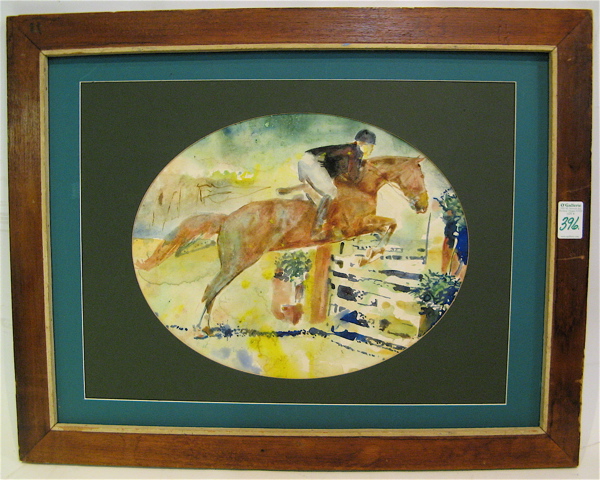 Appraisal: JAMES KINN WATERCOLOR ON PAPER The First Jump steeple chase