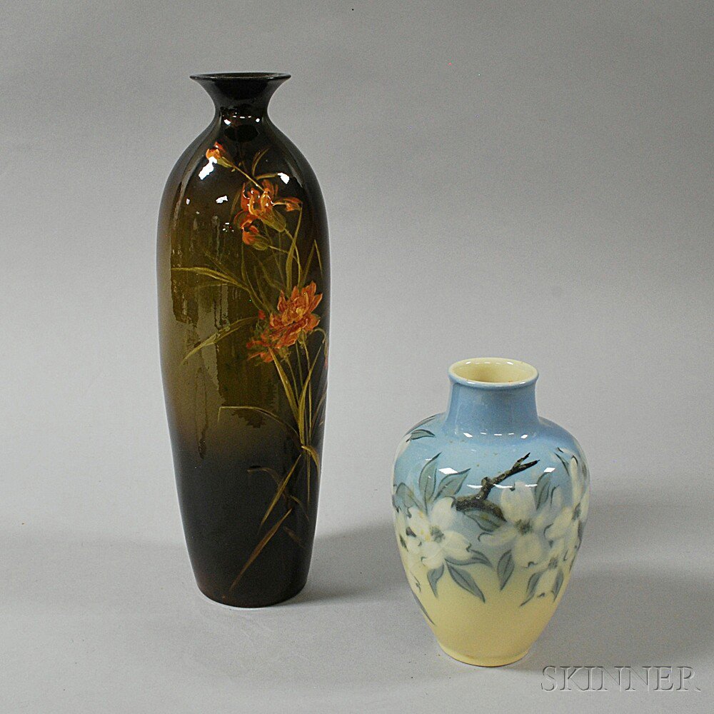 Appraisal: Two American Art Pottery Vases th century a Rookwood Pottery