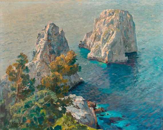 Appraisal: PERINDANI CARLO Italy - The Faraglioni of Capri Oil on