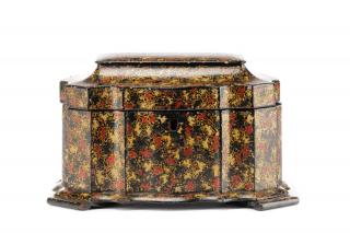 Appraisal: English Regency Gilded Papier Mache Tea Caddy English early th