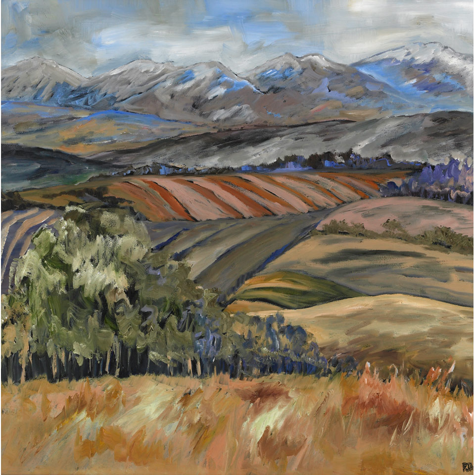 Appraisal: PHYLLIS ANDERSON FOOTHILLS II oil on canvas signed with initials