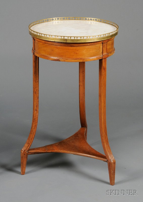 Appraisal: Louis XVI Brass-mounted and Marble-top Fruitwood Gu ridon c circular