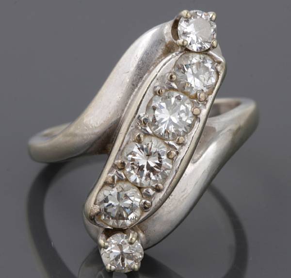 Appraisal: A diamond and k white gold ring set with six