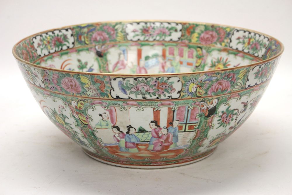 Appraisal: Large Chinese Porcelain Bowl th C Rose medallion H x