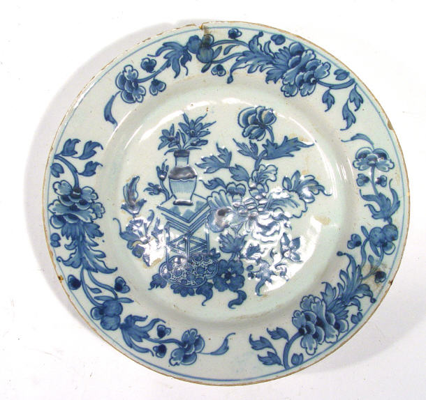 Appraisal: th century Delft tin glazed plate painted with Chinese style