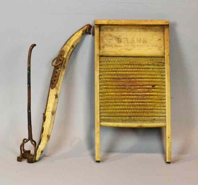 Appraisal: Pcs Antique Cattlebrand Washboard OxbowGrouping of antique items '' L