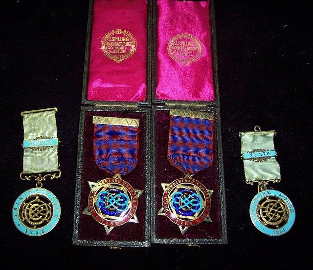 Appraisal: Four silver and enamel masonic medallions Royal Cumberland Chapter No