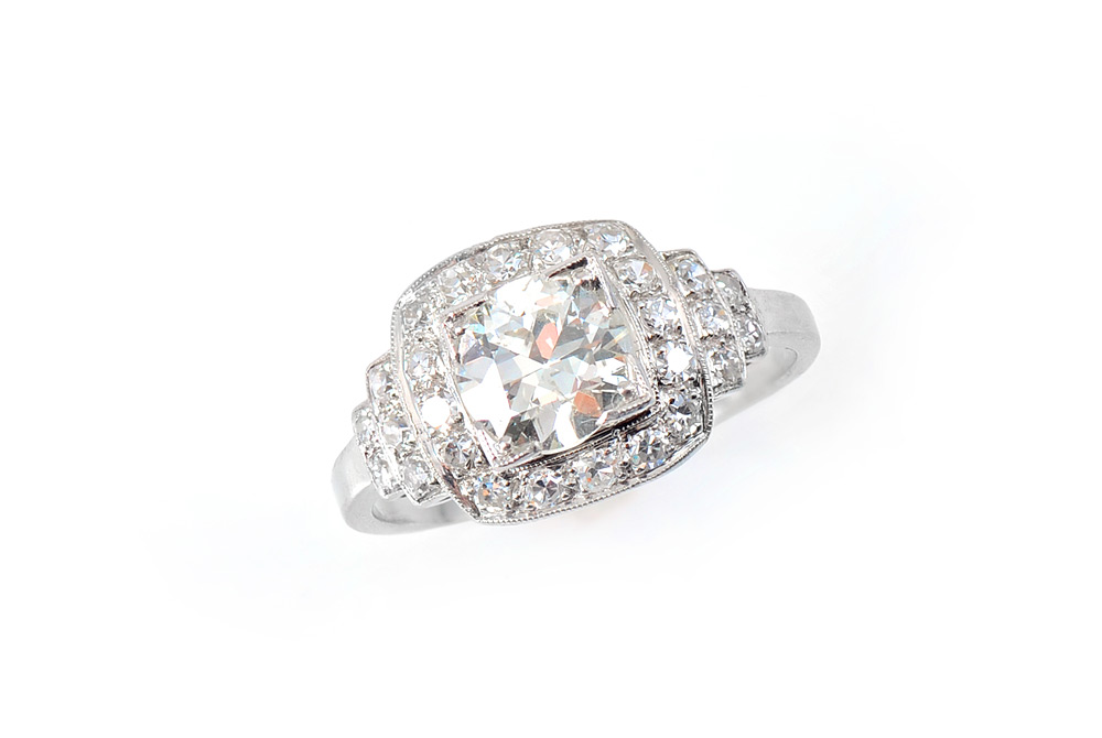 Appraisal: PLATINUM CT CENTER DIAMOND RING A transitional round cut diamond