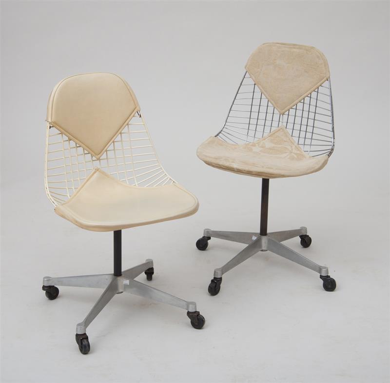 Appraisal: TWO METAL SWIVEL CHAIRS CHARLES AND RAY EAMES MANUFACTURED BY