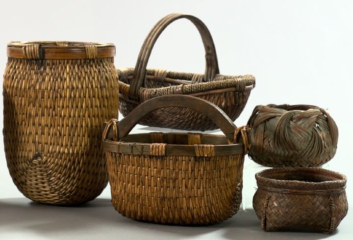 Appraisal: Good Five-Piece Collection of Oriental Heirloom Baskets comprised of a