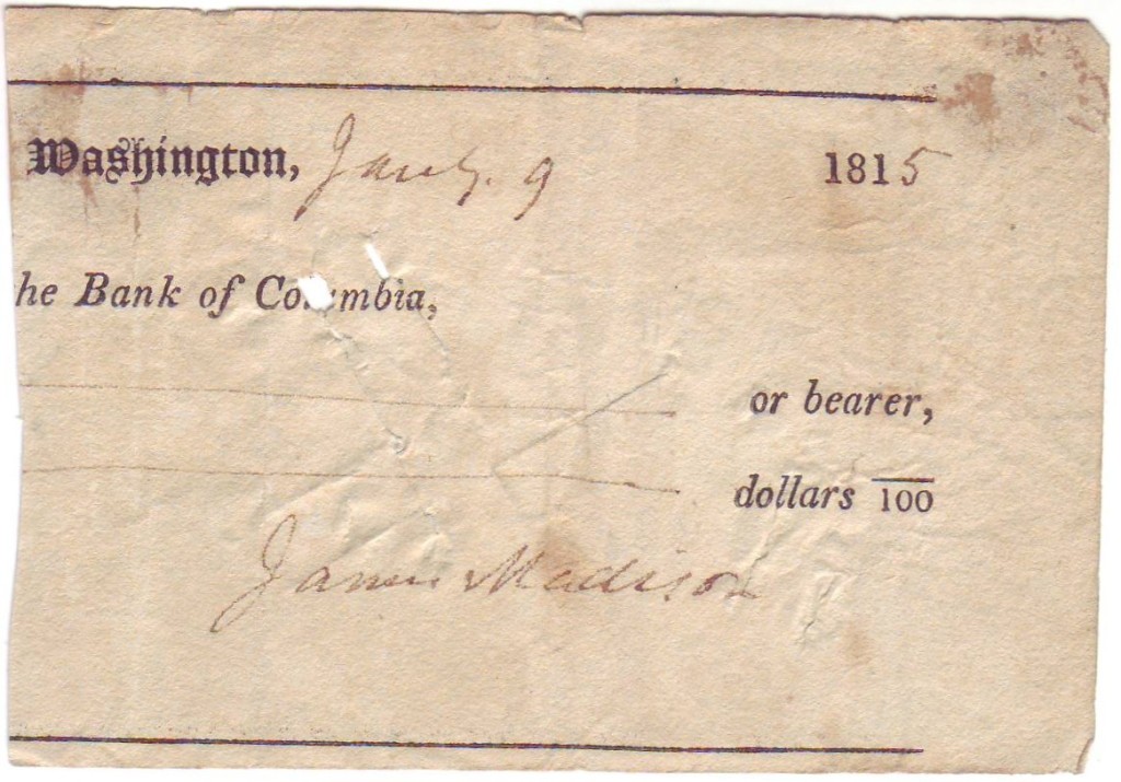 Appraisal: MADISON JAMES Clipped portion of a check dated and Signed