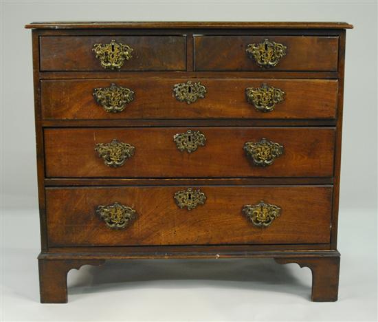 Appraisal: GEORGE III WALNUT TWO OVER THREE DRAWER SECRETARY BUREAU th