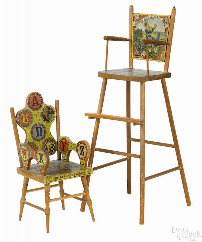 Appraisal: W S Reed paper lithograph doll's high chair with nursery