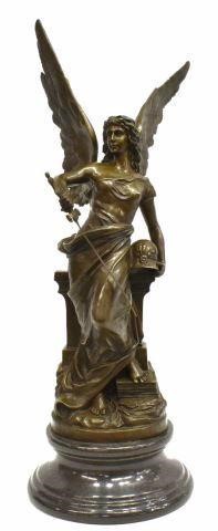 Appraisal: Bronze sculpture depicting a female figure in classical style robes