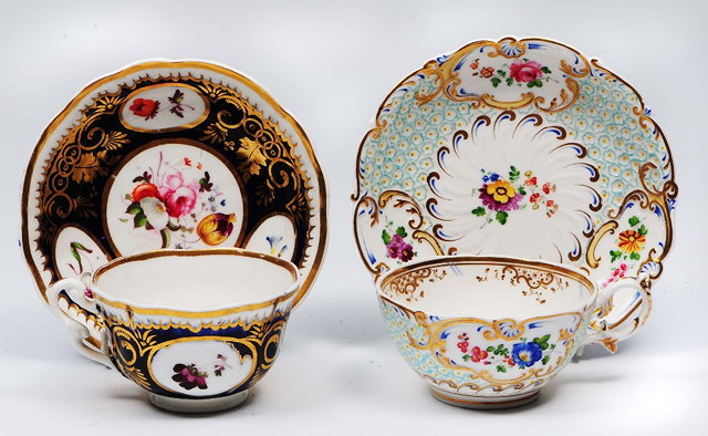 Appraisal: A Samuel Alcock cabinet cup and saucercirca floral and melting