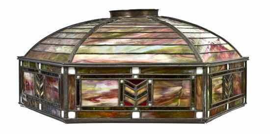 Appraisal: An American Prairie School Leaded Glass Fixture of hexagonal form