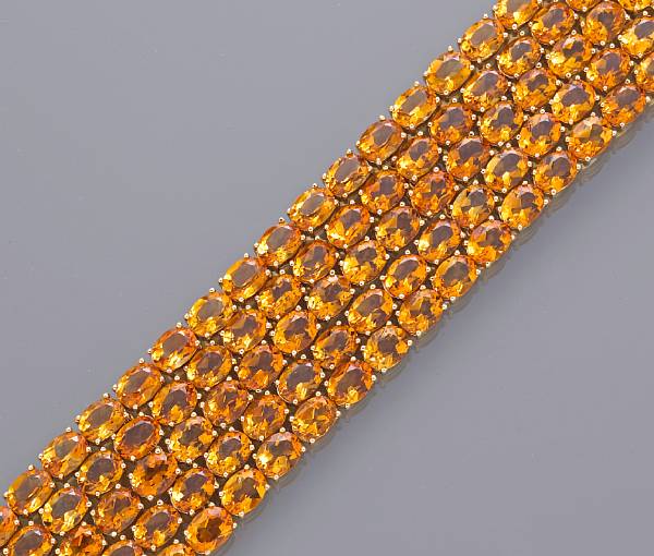 Appraisal: A citrine wide flexible bracelet Sophia D signed Sophia D