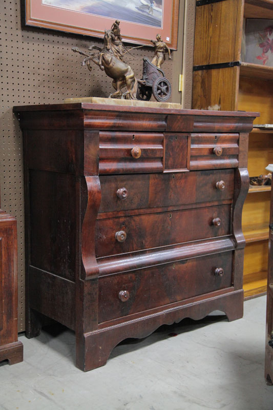 Appraisal: EMPIRE CHEST Walnut with flame grain mahogany veneer drawer fronts