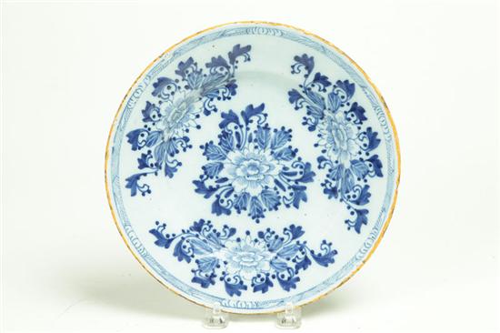 Appraisal: DELFT PLATE Probably Netherlands th century tin-glazed earthenware Blue floral