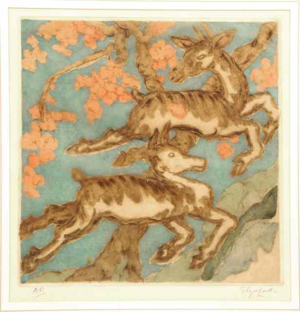 Appraisal: ELYSE ASHE LORD - - A coloured print of two