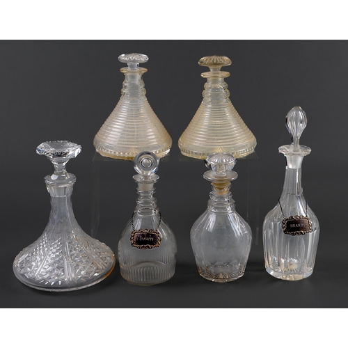 Appraisal: A pair of cut glass ship s decanters and stoppers