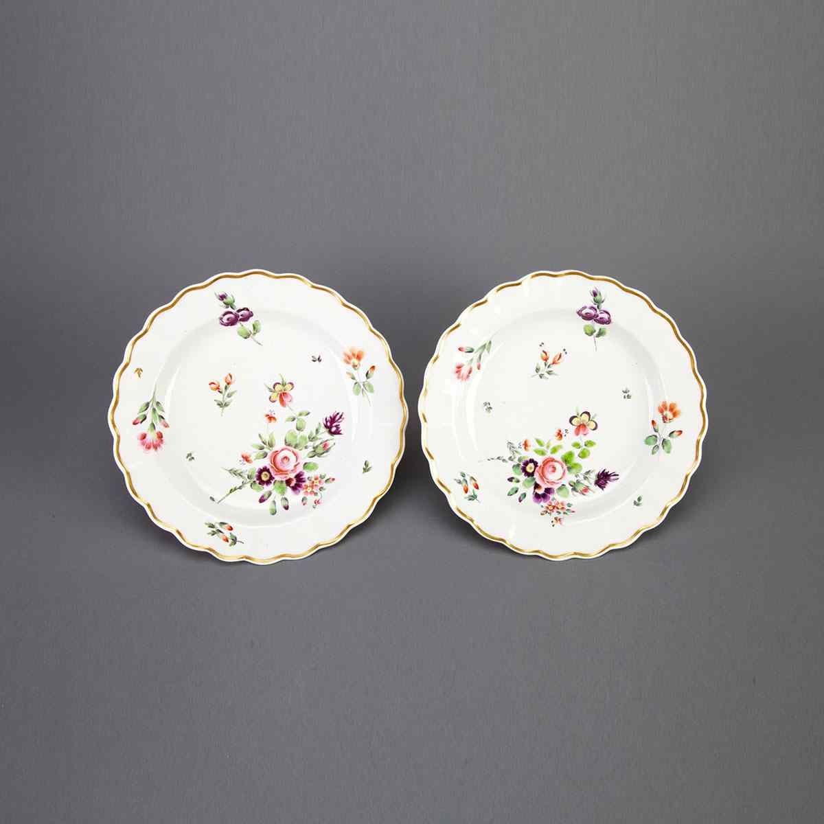 Appraisal: Pair of Worcester Flower Painted Lobed Plates c diameter cm