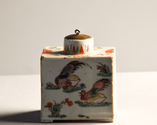 Appraisal: A Chinese Kang-xi Porcelain Tea Caddy roughly cube shape with