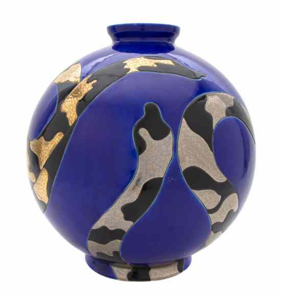 Appraisal: A French Ceramic Vase Danillo Curretti for Longwy of spherical