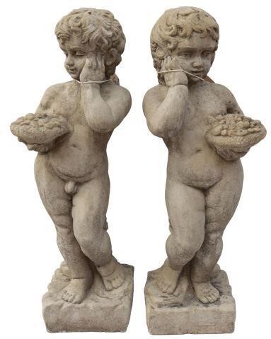 Appraisal: pair Cast stone garden sculptures Gemini Twins th c each