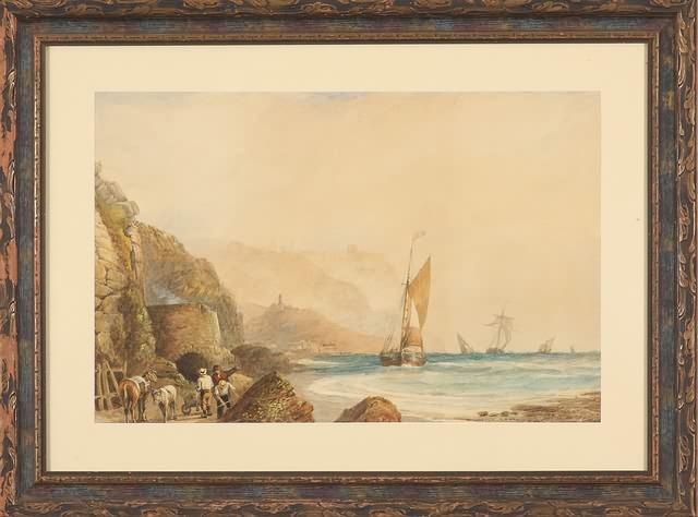 Appraisal: Harbor scene watercolor x sight SLR J D Harding Artist