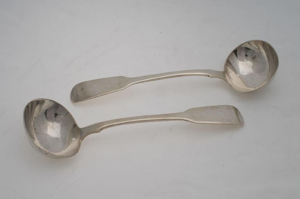 Appraisal: PAIR OF EARLY VICTORIAN SILVER SAUCE LADLES WILLIAM EATON LONDON