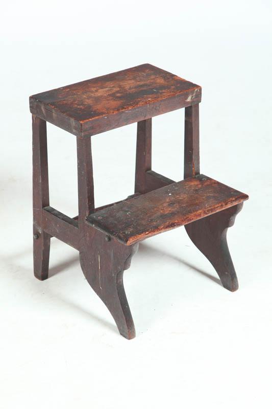 Appraisal: STEP STOOL American late- th century walnut Two steps with