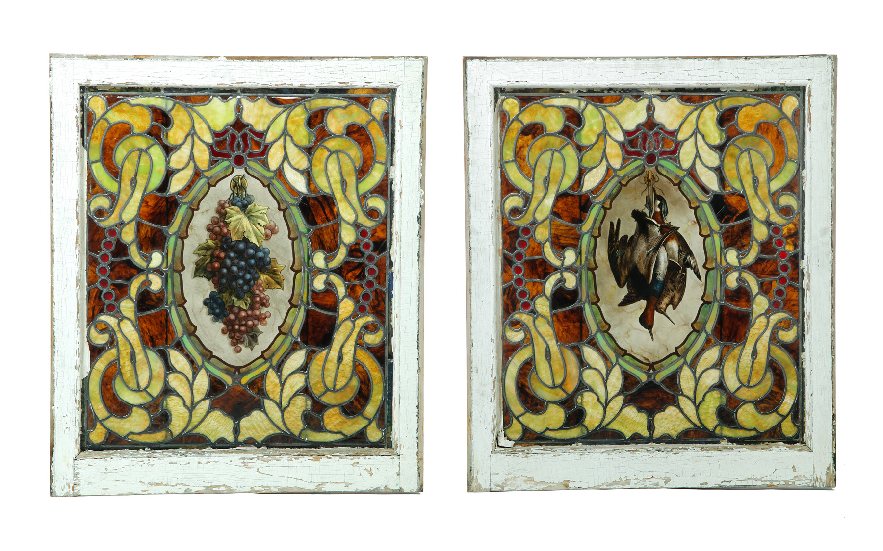 Appraisal: TWO COLORED AND LEADED WINDOWS America th quarter- th century