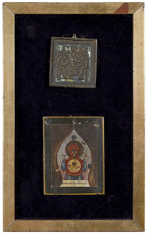 Appraisal: Two Russian Icons th century The Virgin Orans oil on