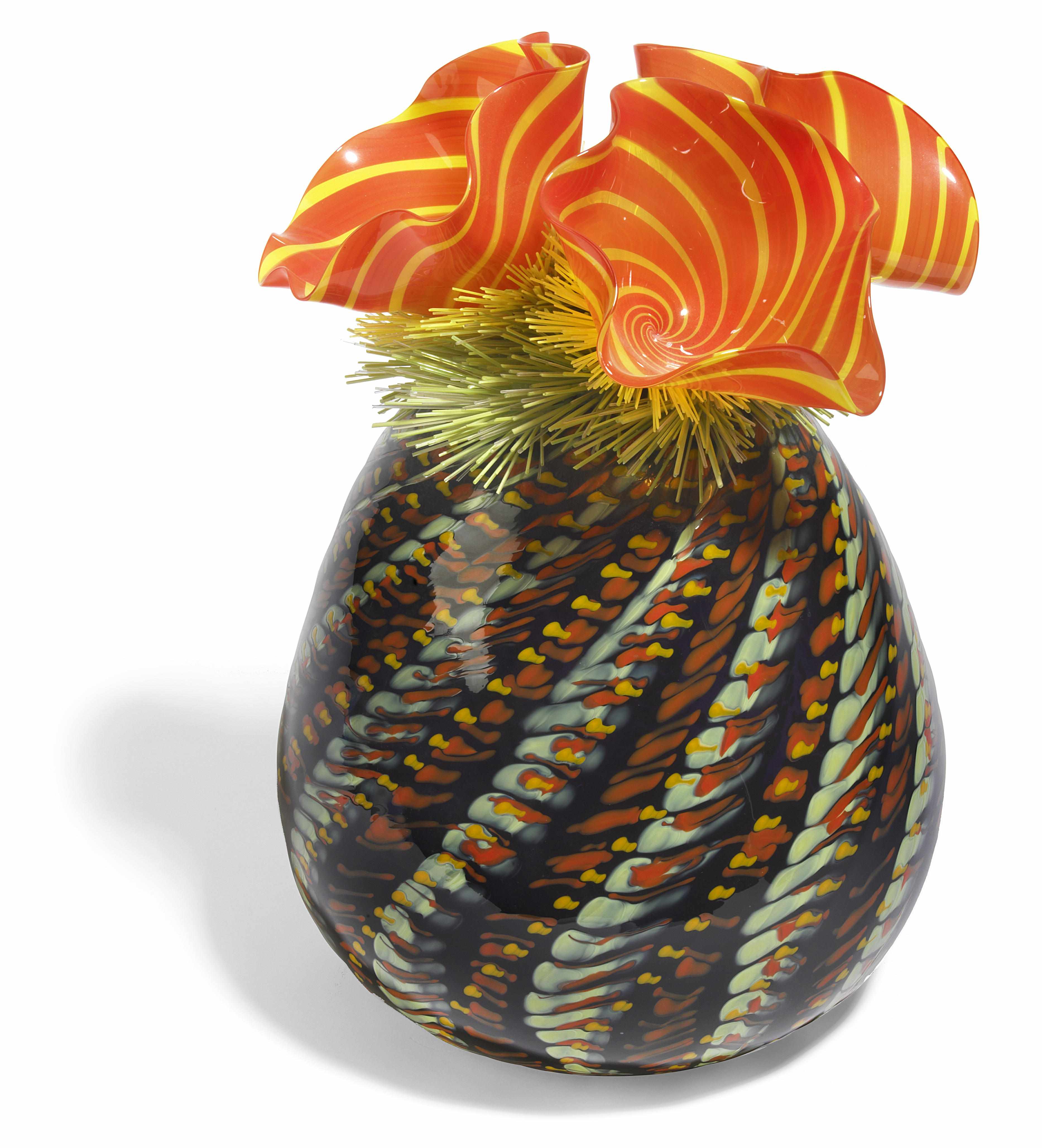 Appraisal: Flo Perkins American born floral sculptureapplied and blown glassheight in