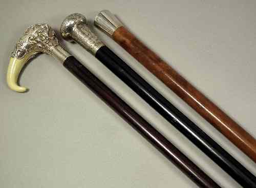 Appraisal: A late Victorian malacca walking cane with silver top hallmarked