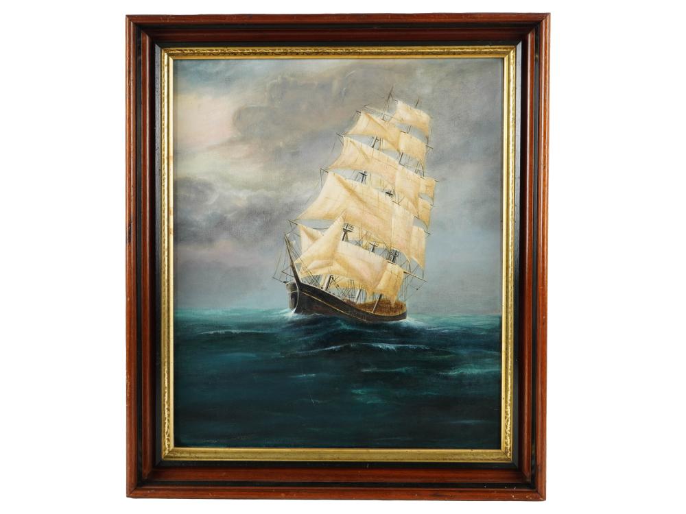 Appraisal: UNKNOWN ARTIST CLIPPER SHIP AT SEAoil on artist's board unsigned